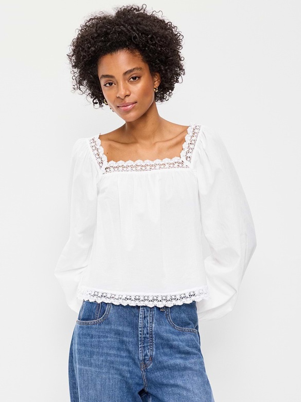 Old Navy Long-Sleeve Lace Trim Top